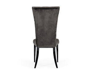 VIG Furniture Darley Grey Velvet Dining Chair Set Of 2 — Tufted Back, Black Metal Legs, Plush Upholstery, Ready-To-Use (100) VGZAY623-GRY
