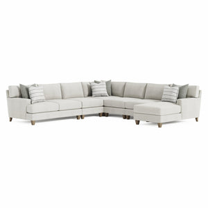 Bernhardt Bernhardt Mila 6-Piece Fabric Sectional Right-Facing Chaise — Deep Plush Seating, Natural Upholstery, Modern Tapered Legs - Made to Order K1957