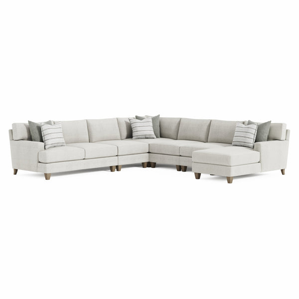 Bernhardt Bernhardt Mila 6-Piece Fabric Sectional Right-Facing Chaise — Deep Plush Seating, Natural Upholstery, Modern Tapered Legs - Made to Order K1957