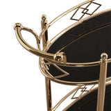 Homelegance By Top-Line Lorenzo Rose Gold Finish Metal Black Glass Bar Cart Gold Metal