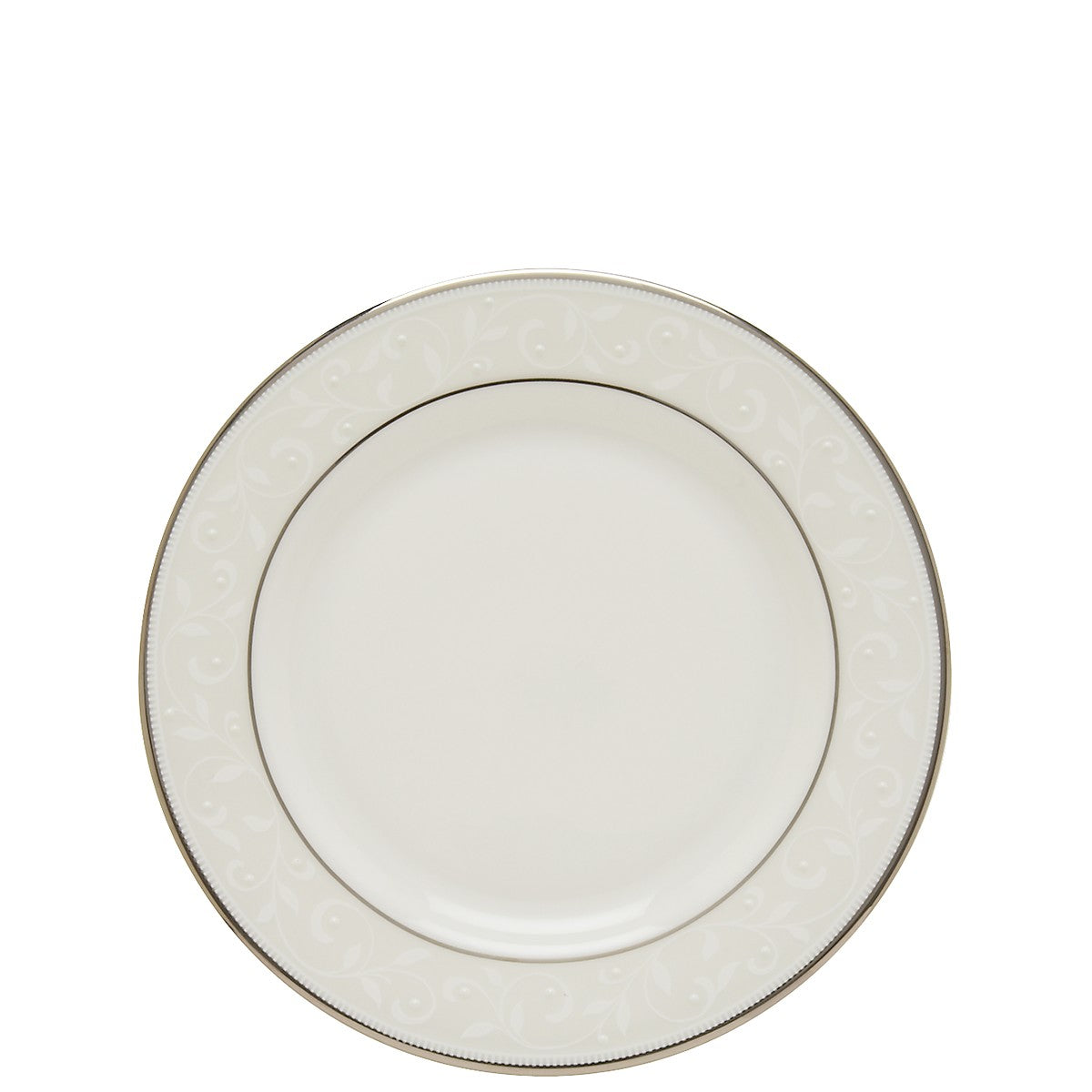Opal Elegance Bread Plate: Platinum-Trimmed, Chip-Resistant White Bone