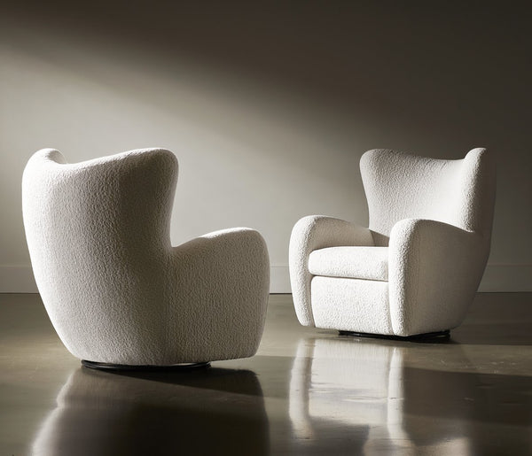 Bernhardt Bernhardt Silvi Fabric Swivel Chair With Plush Contoured Back, 360° Swivel, Sculptural Modern Comfort B802SAO