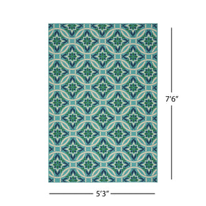 English Elm Christopher Knight Home® - MERIDIAN Blue Polypropylene Rug 5'3" x 7'6" Machine Woven Loop Pile Durable Indoor Rectangular Mat 64166.00