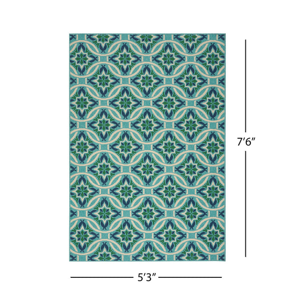 English Elm Christopher Knight Home® - MERIDIAN Blue Polypropylene Rug 5'3" x 7'6" Machine Woven Loop Pile Durable Indoor Rectangular Mat 64166.00