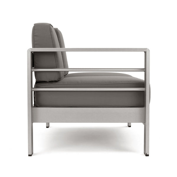 English Elm Cape Coral Modular Outdoor Sectional Aluminum Frame Khaki Cushions Glass Table 57591.00