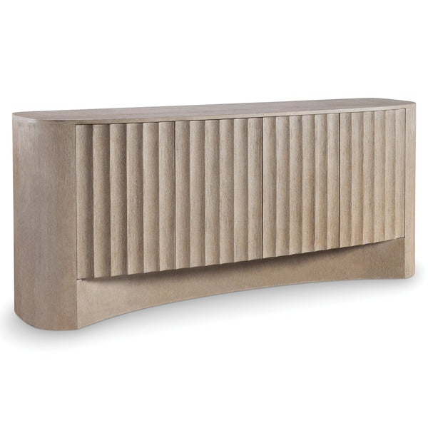 Bernhardt Bernhardt Loggia Entertainment Credenza In Aria Wire‑Brushed Oak — 80" Modern Fluted Scalloped Storage, Venting And Cable Management 345890