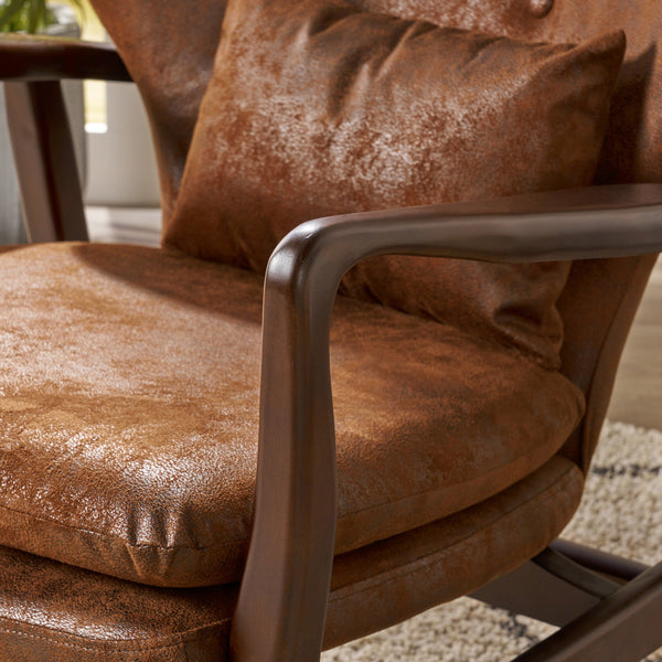 English Elm Christopher Knight Home® - Mid Mid Century Modern Fabric Club Chair with Button-Tufted Back and Accent Pillow, Tapered Birch Legs, Stylish Comfort (31.25˝W x 26.25˝D x 32.75˝H) Brown 59135.00MFBRN