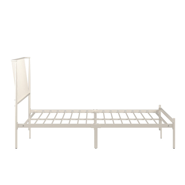 Homelegance By Top-Line Dante Metal Platform Bed with Curved Metal Headboard White Metal