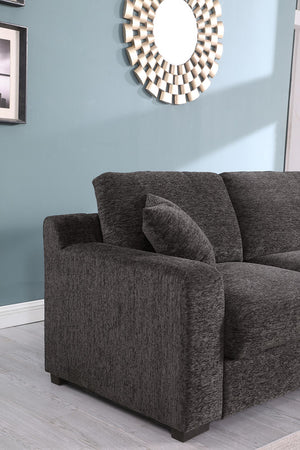 English Elm Chiara Chenille Sectional Sofa with Chaise Cupholders Usb Charging Ports Living Room Gray B2749S00235