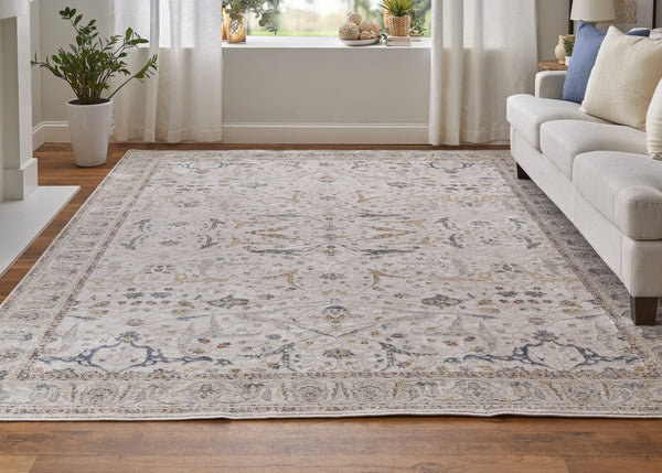 Feizy Rugs Pasha Global Charm Rug - Vibrant Polyester Ikat Design, Soft Low Pile, Stain-resistant & Kid-friendly Ivory,Blue,Red Polyester Pas39m4fivyblup00