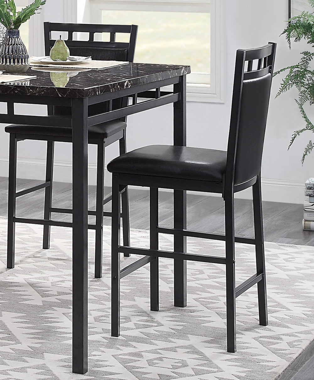 English Elm 5-piece Counter Height Dining Set Faux Marble Top Black Metal Frame Seats Four B011P474221