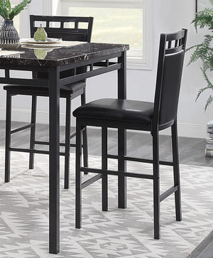 English Elm 5-piece Counter Height Dining Set Faux Marble Top Black Metal Frame Seats Four B011P474221