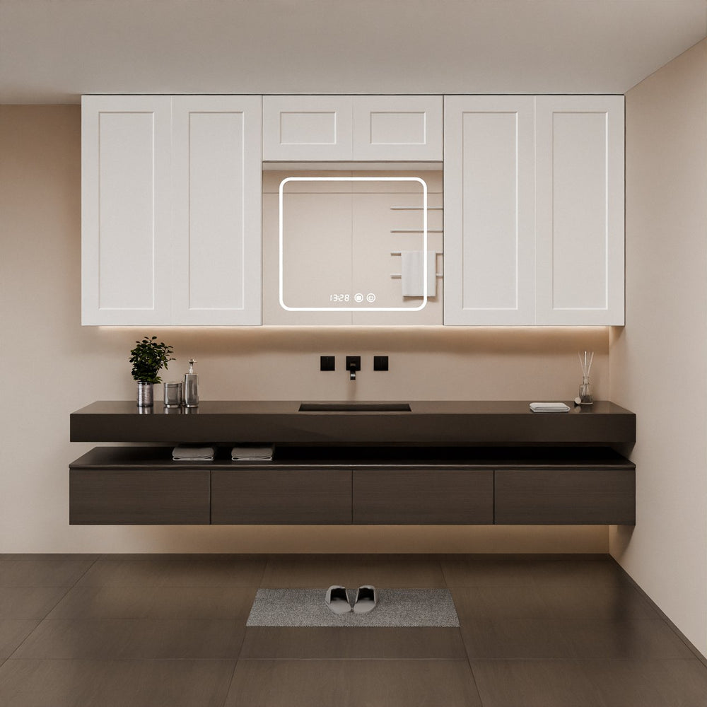 English Elm Solid Wood Shaker Wall Cabinet Painted White with Soft Close Hinges for Kitchen T2950P479297