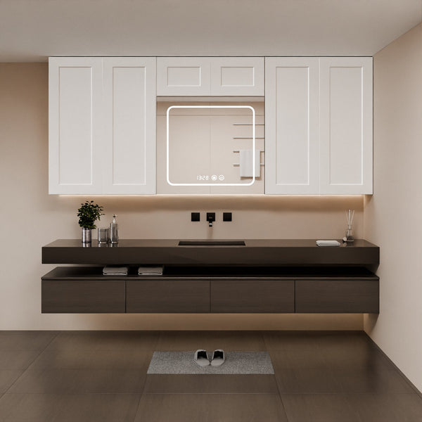English Elm Solid Wood Shaker Wall Cabinet Painted White with Soft Close Hinges for Kitchen T2950P479297