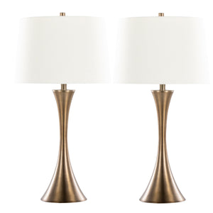 English Elm Lenuxe 29" Set Of 2 Modern Table Lamps In Golden Bronze With Off-White Shade For Elegant Lighting B202P224104