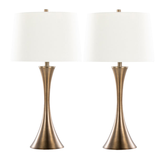 English Elm Lenuxe 29" Set Of 2 Modern Table Lamps In Golden Bronze With Off-White Shade For Elegant Lighting B202P224104