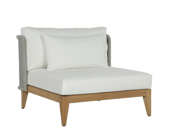 Sunpan Ibiza Armless Chair - Modern Outdoor Lounge with Durable Teak Frame & Eco-Friendly Grey Fabric Natural / Stinson White