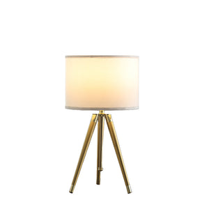 English Elm 35.5" Adjustable Mid-Century Brass/Gold Tripod Table Lamp with White Linen Shade, 25.75"-35.5" Height Adjustable B072P220158
