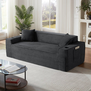 English Elm 3seater Corduroy Cloud Sofa Pocket Spring Cushioned Seat for Apartments and Office Lounges Dark Gray W3396P434761