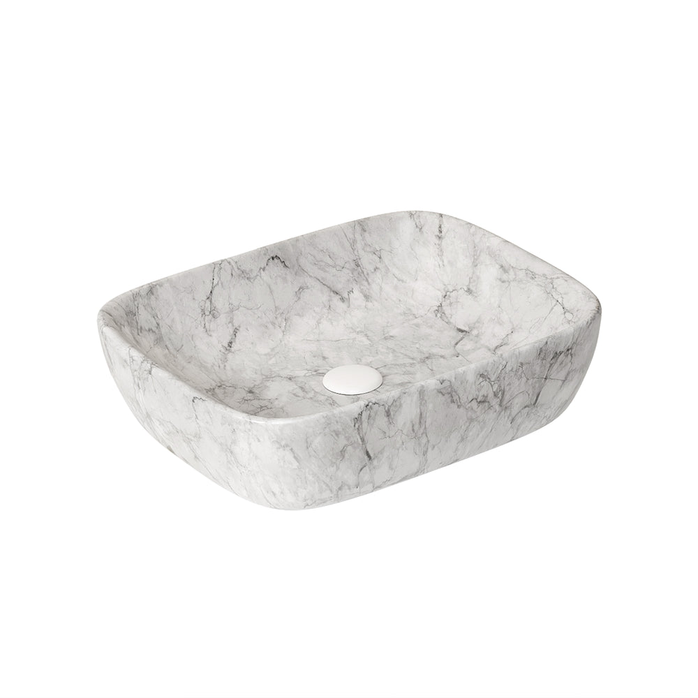 English Elm 19'' Volakas White Marble Ceramic Sink Stone Gray - Durable Stain-Resistant Basin, Faucet Hole 1.38" W2615P303715