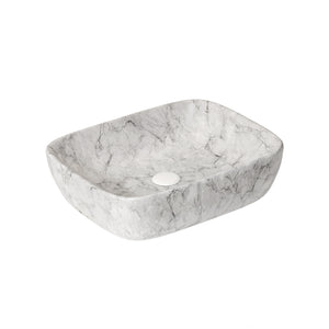 English Elm 19'' Volakas White Marble Ceramic Sink Stone Gray - Durable Stain-Resistant Basin, Faucet Hole 1.38" W2615P303715