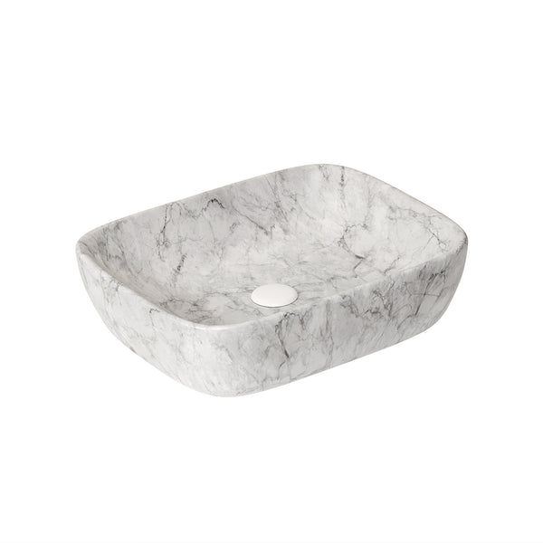 English Elm 19'' Volakas White Marble Ceramic Sink Stone Gray - Durable Stain-Resistant Basin, Faucet Hole 1.38" W2615P303715