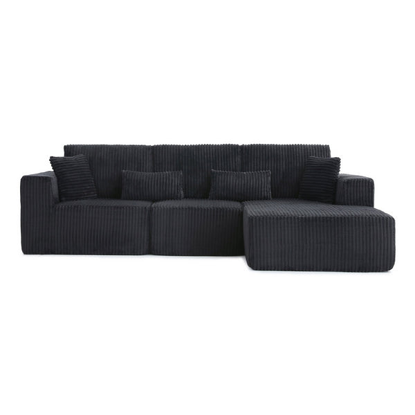 English Elm 109'' Modular L-shape Sectional Deep Seat Corduroy Couch for Living Room Lounge W1117S00304