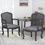 Christopher Knight Home® - Noble House - Andrea French Country Wood And Cane Upholstered Dining Armchair - Set Of 2