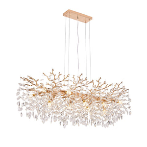 English Elm Modern Gold Branch Crystal Raindrop Chandelier 14 Light Luxury Dining Room Fixture W1340P461544
