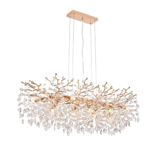 English Elm Modern Gold Branch Crystal Raindrop Chandelier 14 Light Luxury Dining Room Fixture W1340P461544