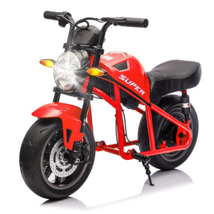 English Elm 24v300w Kids Electric Muscle Motorcycle with Dual Suspension Wide Eva Tires and Twist Throttle Red W1578P382503