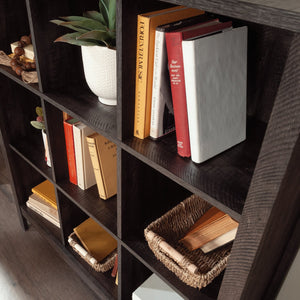 English Elm Bookcase, Sleek Black Finish With 9 Compartments – Perfect For Home Or Office Décor & Storage Solutions B356P402808