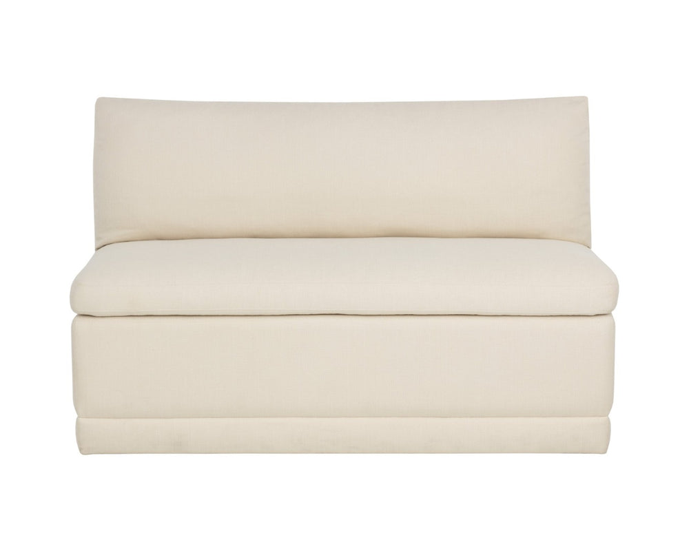 Sunpan DONATELLA Banquette - Elegant Zenith Alabaster Upholstered Seating for Dining & Lounge Spaces 112529