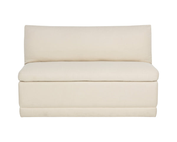 Sunpan DONATELLA Banquette - Elegant Zenith Alabaster Upholstered Seating for Dining & Lounge Spaces 112529