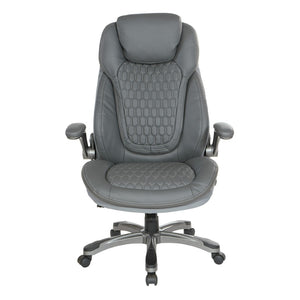 OSP Home Furnishings Bonded Leather Executive Chair with Lumbar Support Ergonomic Seating for Home Office ECH620867-EC2