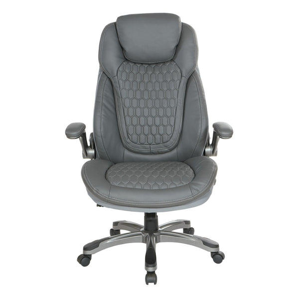 OSP Home Furnishings Bonded Leather Executive Chair with Lumbar Support Ergonomic Seating for Home Office ECH620867-EC2