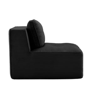 English Elm Armless Modular Sofa Seat Corduroy Upholstered Deep Cushion Living Room Lounge Chair Black W714P364687