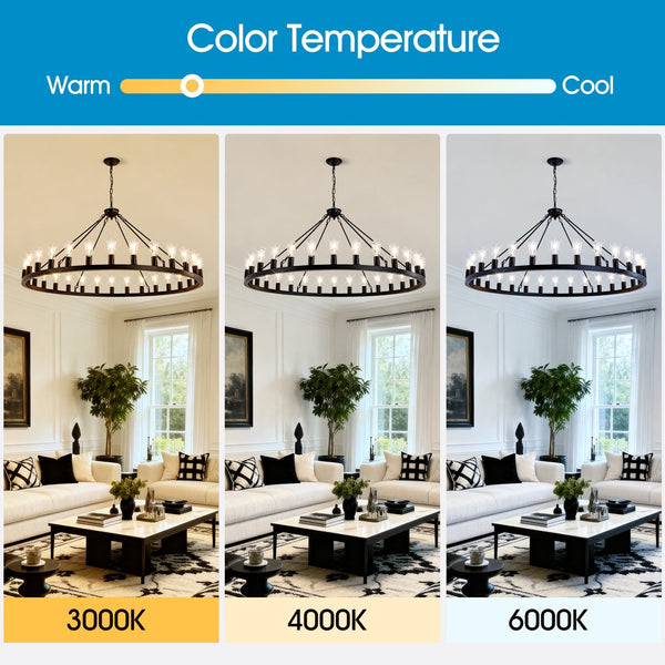 English Elm 64 Inch Wagon Wheel Chandelier Matte Black Farmhouse 30 Light Powder Coated Ring W5008P392688