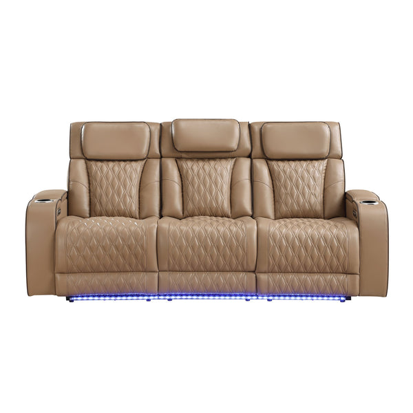 English Elm Fortuner Power Reclining Sofa Set with Led Lighting Massage and Faux Leather B009S02222