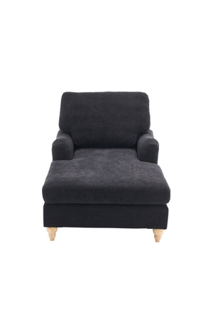 English Elm Modern Mid-Century Oversized Chaise Lounger Sofa Bed with Solid Wood Legs, Deep Seat Comfort Sleeper Black W2363S00068