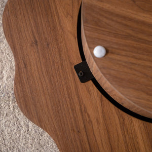English Elm 31.5" Scalloped Round Coffee Table Walnut Grain Mdf Sculptural Living Room Accent W3158P395511