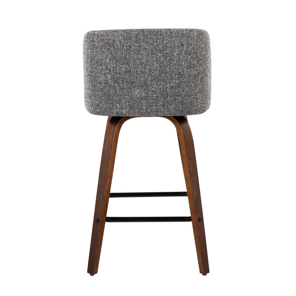 English Elm Toriano Mid-Century Modern Counter Stools In Walnut & Noise Grey Fabric - Set Of 2 For Stylish Comfort B202S00454-GIGA