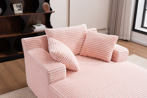 English Elm Oversized Corduroy Chaise Longue Sofa Bed Pink — Deep Seat Sleeper, No Assembly, Modern Lounge Comfort W1752P290577