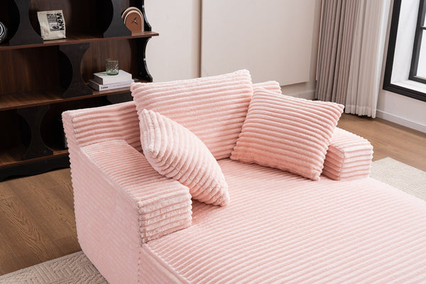 English Elm Oversized Corduroy Chaise Longue Sofa Bed Pink — Deep Seat Sleeper, No Assembly, Modern Lounge Comfort W1752P290577
