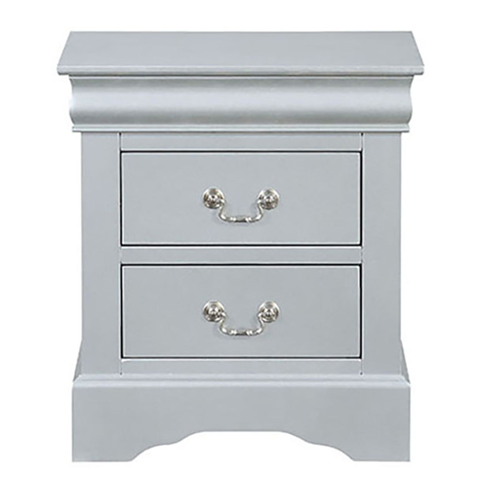 English Elm Platinum Timeless 2-Drawer Nightstand with Brushed Nickel Handles, Compact Classic Storage for Bedrooms B062P189256