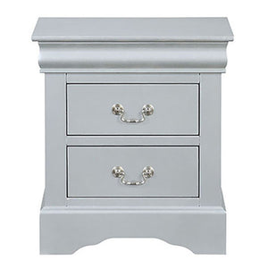 English Elm Platinum Timeless 2-Drawer Nightstand with Brushed Nickel Handles, Compact Classic Storage for Bedrooms B062P189256