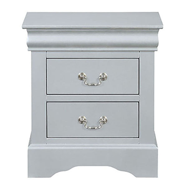 English Elm Platinum Timeless 2-Drawer Nightstand with Brushed Nickel Handles, Compact Classic Storage for Bedrooms B062P189256