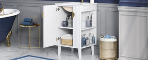 English Elm 20-inch French Style Bathroom Vanity with Integrated Ceramic Sink, Carved Accents & Soft-Close Door White N710P330971K