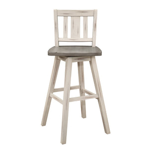 English Elm Pub Height Swivel Chairs Set Of 2, Distressed Gray & White Rubberwood With 360-Degree Comfort B011P194918-GIGA