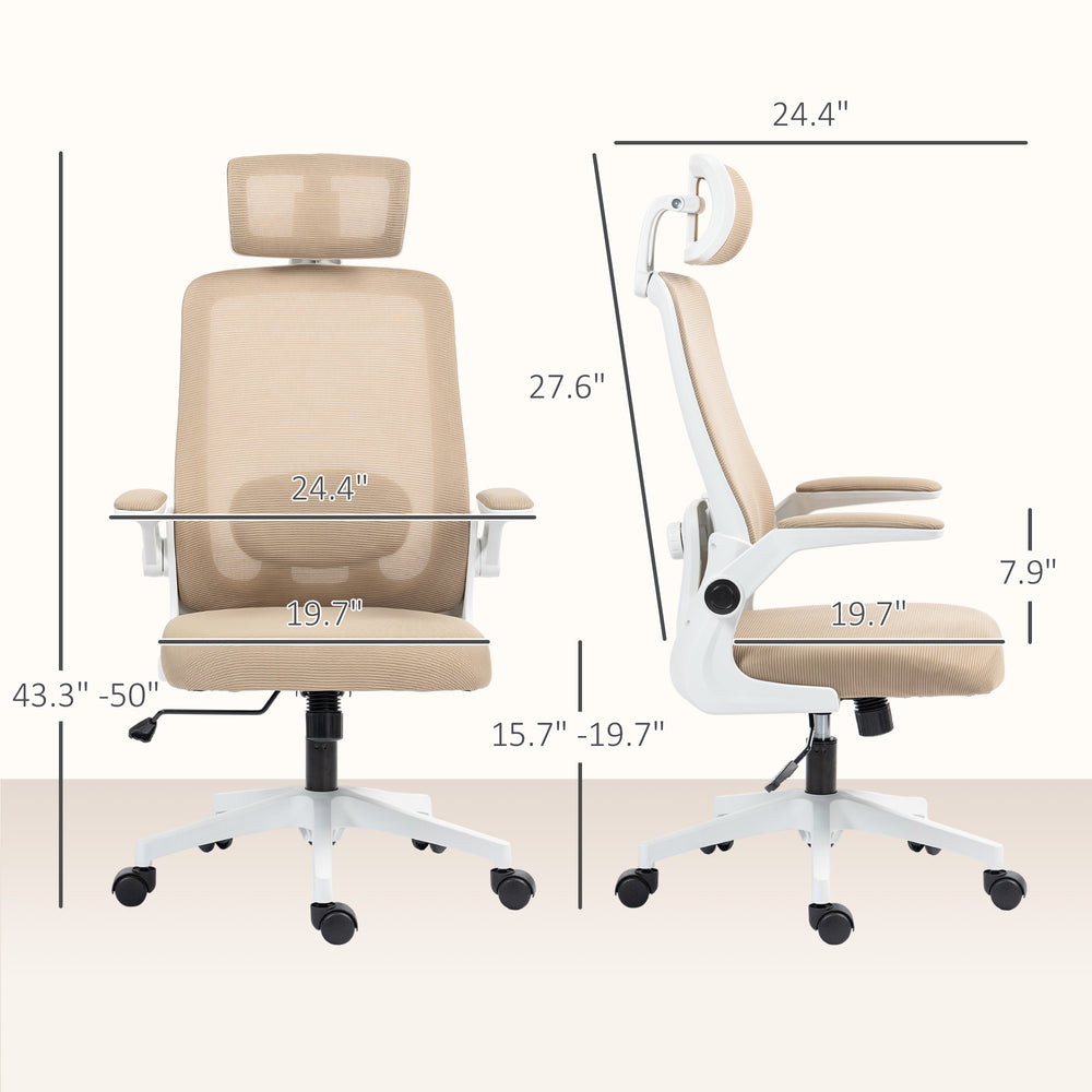 English Elm Ergonomic Mesh Office Chair with Flip up Arms Adjustable Lumbar and Swivel Base T3971P411096